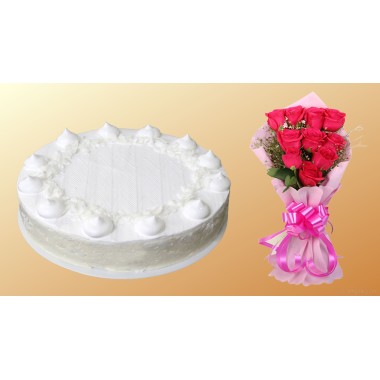 Coconut Cheese Cake with rose combo